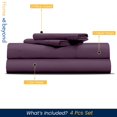 thumbnail image 2 of 600 TC Egyptian Cotton RV King Bed Sheet Set Include's - 15" inch Deep Fitted Sheet | 1 Flat Sheet | 2 Pillowcases | Plum Solid, 2 of 7