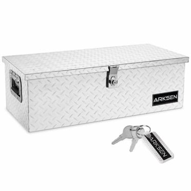 Arksen 30 Inch Heavy Duty Aluminum Diamond Plate Tool Box Chest Box Pick Up Truck Bed Rv Trailer Toolbox Storage Organizer With Side Handle And Lock Keys - Silver