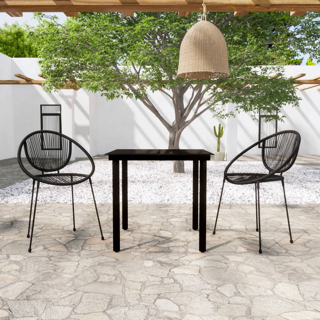 vidaXL Ensemble de Salle à Manger de Jardin 3 Pcs Noir
