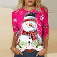 thumbnail image 1 of Jienlioq Hauts Grande Taille pour Femmes Mode T-Shirt Décontracté de Noël pour Femmes à Imprimé Col Rond Manches 3/4 Haut Blouse Rabais, 1 of 5