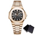 thumbnail image 1 of POEDAGAR Business Waterproof Wristwatches Luminous Date Stainless Steel Square Quartz Male Watch, 1 of 4