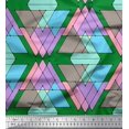 thumbnail image 1 of Soimoi Green Poly Georgette Fabric Triangle Geometric Decor Fabric Printed Yard 52 Inch Wide, 1 of 3