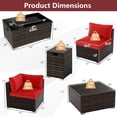 thumbnail image 3 of Costway Ensemble de Mobilier de Patio 7 Pcs Table de Foyer au Gaz 40 000 BTU Couvercle de Réservoir de Propane Table Mélange Brun + Rouge, 3 of 10