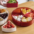 thumbnail image 4 of Guardoinrt Divided Serving Tray with Lid Round Snack Container Candy Appetizer Nut Sugar Peanut Dish Home Living Room Restaurant Red, 4 of 7