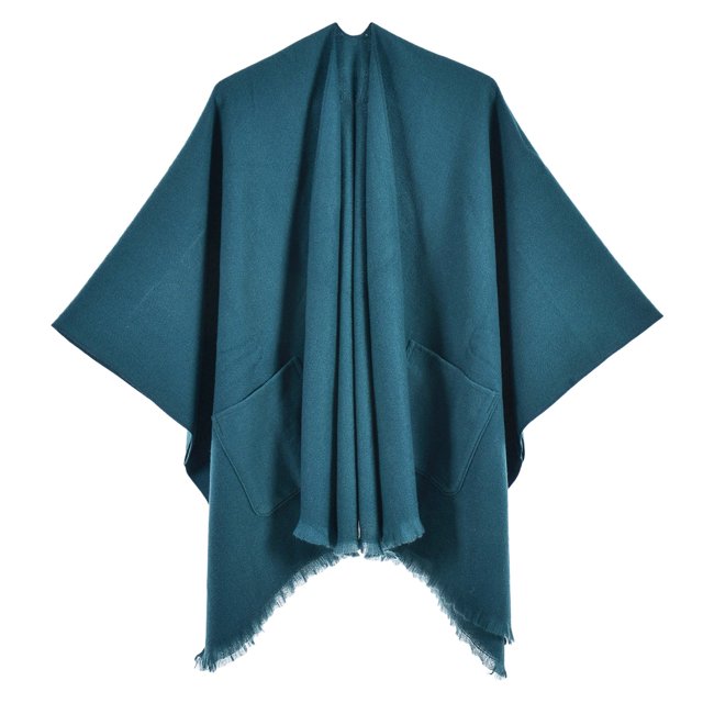 Châle Chaud pour Femmes - Poncho Réversible Ouvert pour l'Hiver