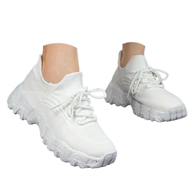 Dakaela Chaussures de Marche pour Femmes à Enfiler Espadrilles de Course Tennis 2025 Mode Décontractée Chaussures pour Femmes Transparent 7.5