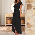 thumbnail image 4 of SMihono Robes d'Été Bohémiennes Femmes Grande Taille Mode Femmes Été Décontracté Col en V Bandage Manches Courtes Robe Imprimée Florale, 4 of 8