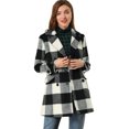 thumbnail image 1 of INSPIRE CHIC Women's Notched Lapel Double Breasted Plaids Overcoat, 1 of 6