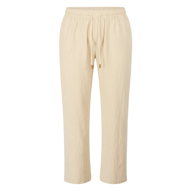 Ediodpoh Men's Casual Cotton and Linen Drawstring Pants Men Pants Beige XXL