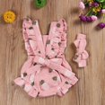 thumbnail image 3 of Summer Newborn Kid Baby Girl Clothes Ruffle Print Romper Jumpsuit Headband 2Pcs Outfits, 3 of 4