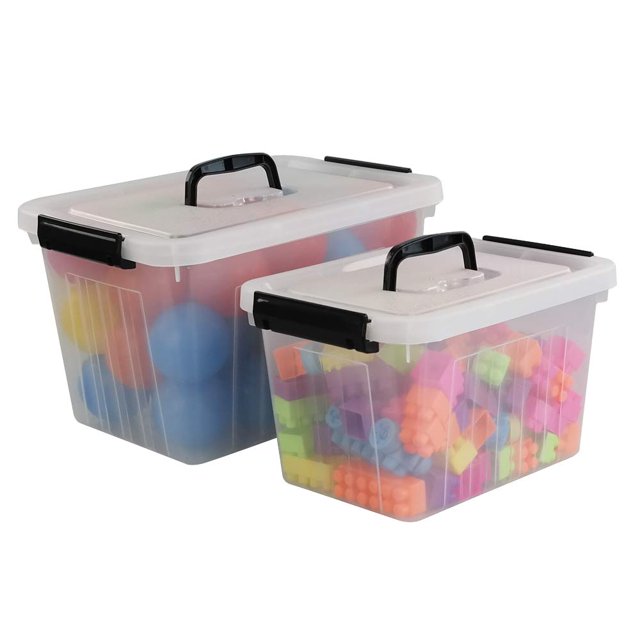Obstnny 12 Quart&6 Quart Plastic Latching Box With Handles Clear Storage Bins With Lid