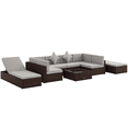 thumbnail image 1 of Outsunny 9 Pieces Wicker Patio Furniture Set with Cushion, Light Grey, 1 of 10