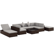 Outsunny 9 Pieces Wicker Patio Furniture Set with Cushion, Light Grey