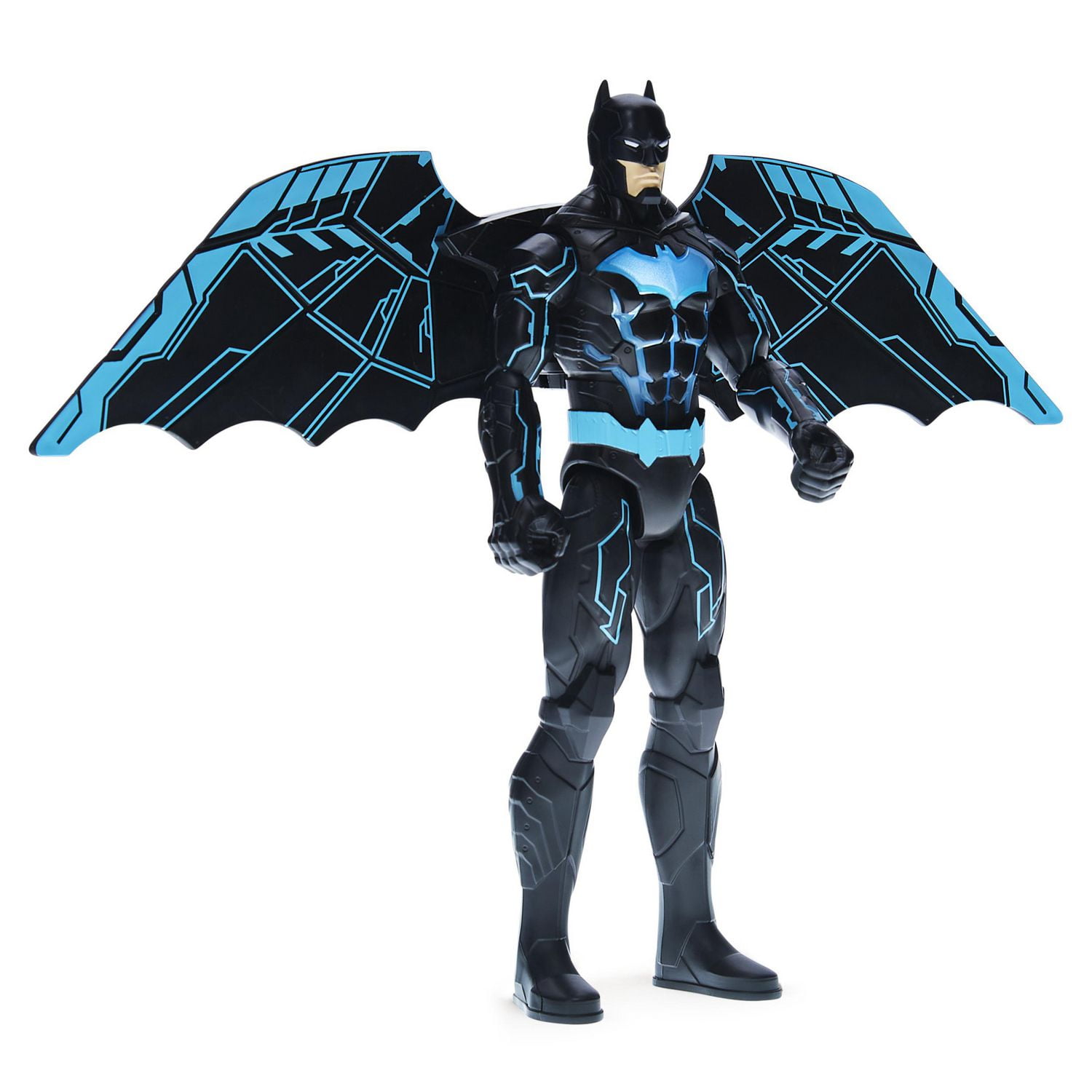 Figurine articulée Batman Bat-Tech de luxe de 30 cm avec ailes rétractables, lumières et plus de 20 effets sonores et répliques