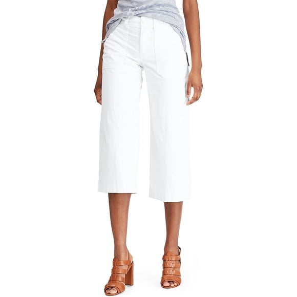 Chap Women's Giselle Twill Capri Pants In White Size 10 P Petite NWT