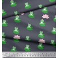 thumbnail image 2 of Soimoi Velvet Fabric Lotus & Frog Kids Print Sewing Fabric Yard 58 Inch Wide, 2 of 3