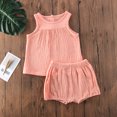 thumbnail image 2 of Gupgi Baby Girls Boys Cotton Linen Sleeveless Tank Tops + Mini Shorts Set, 2 of 8