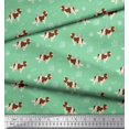 thumbnail image 3 of Soimoi Green Rayon Fabric Bird,Paw & Cocker Spaniel Dog Fabric Prints By Yard 56 Inch Wide, 3 of 3
