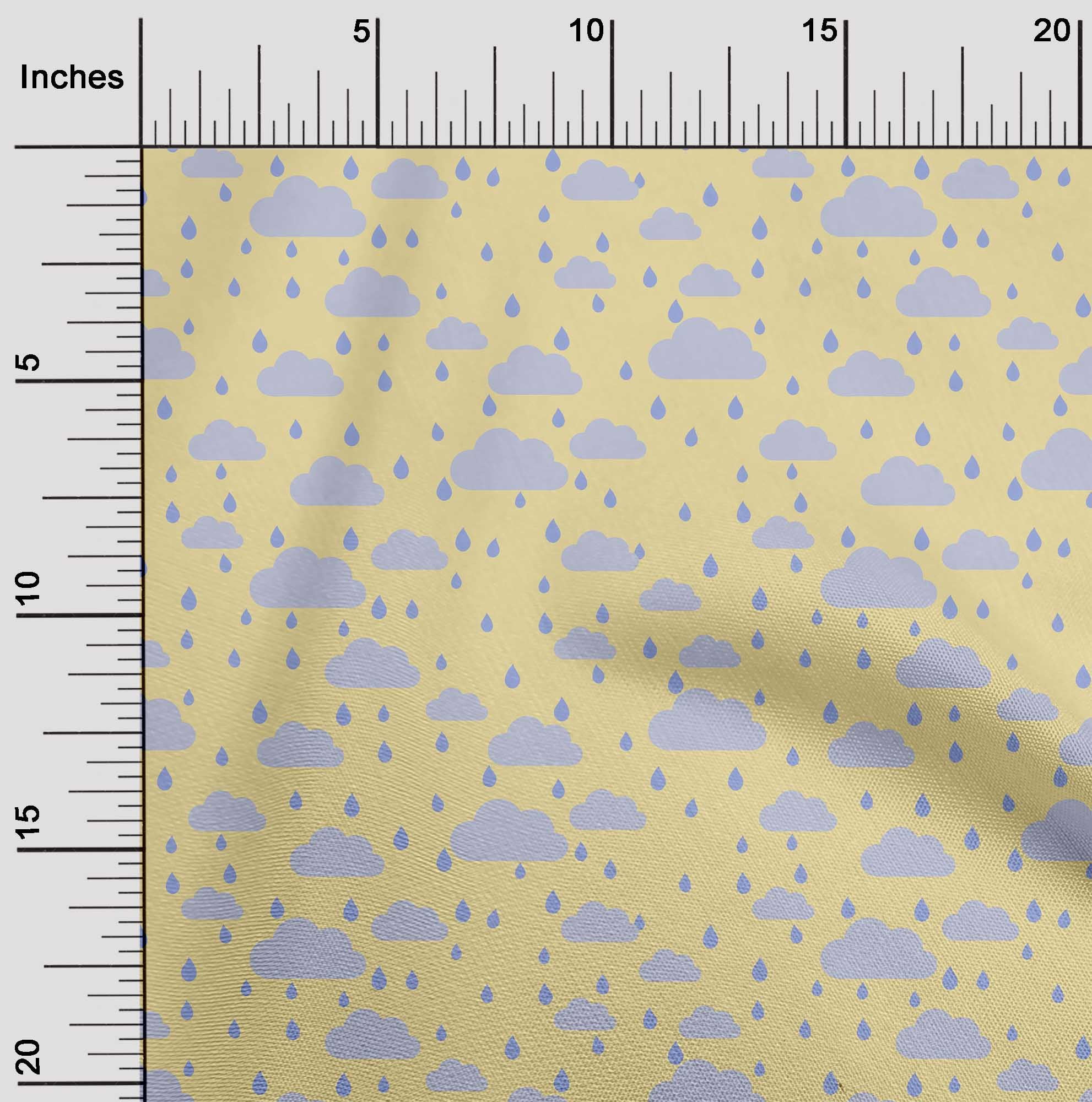 oneOone Cotton Poplin Fabric Raindrop & Clouds Nature Print Fabric by The Yard 56 Inch Wide