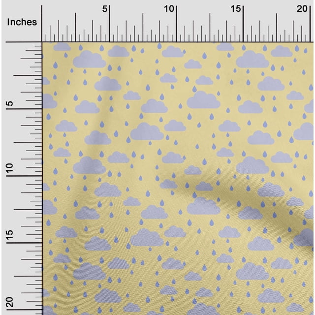 oneOone Silk Tabby Fabric Raindrop & Clouds Nature Print Sewing Fabric BTY 42 Inch Wide