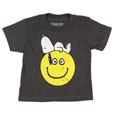 Peanuts T-Shirt Graphique Usé pour Garçons Snoopy Allongé sur un Visage Souriant (2)