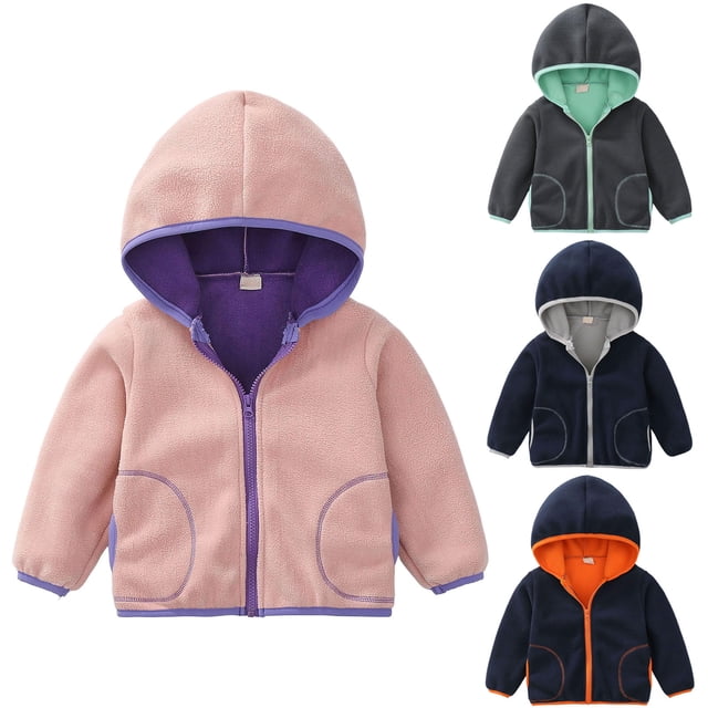 Fashionable And Soft Polar Fleece Jacket For Boys And Girls With Hood And Hidden Pockets