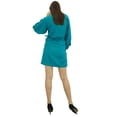 thumbnail image 3 of Bimba Peignoir Court Uni pour Femmes avec Ceinture, Modal Doux en Coton, Enveloppant, Rond, Uni, 3 of 9