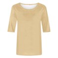 thumbnail image 4 of Erwazi T-Shirts à Manches Mi-Longues pour Femmes, Décontractés, Coupe Ample, Col Ras du Cou, Mignons, Unis, Tuniques Basiques, 4 of 5