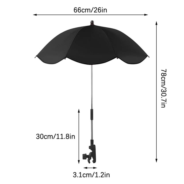 Paper Clips Toddler Umbrella Stroller Parasol Umbrella Stroller Parasol With Clamp Adjustable Protection Clip For Sun Shade Trolley Beach Chair Wheelchair Travel