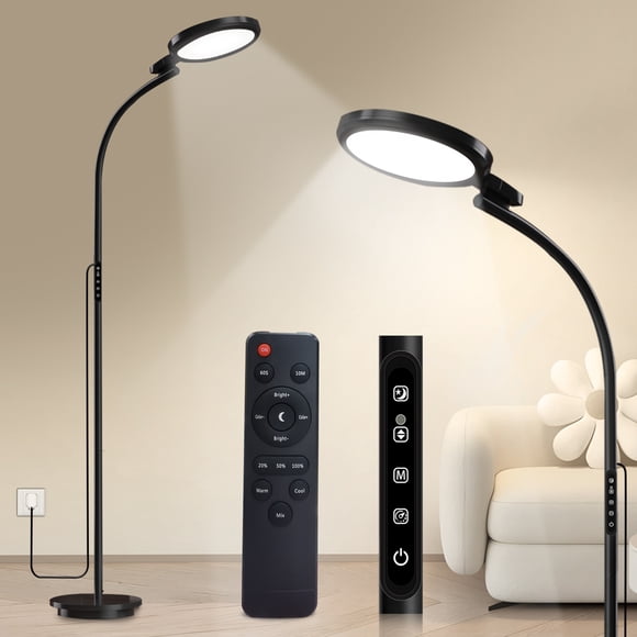 Shomterade Lampe sur Pied DEL Happy Lamp Sans UV 10 000 Lux avec 5 Niveaux de Luminosité - Bureau/maison (Noir)