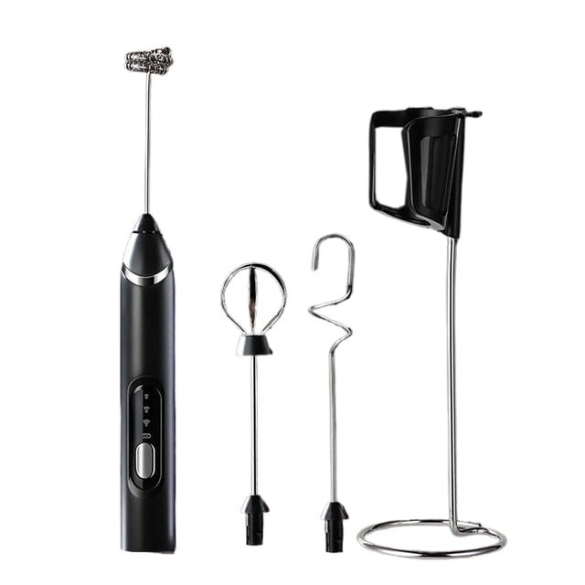 relayinert ABS Variable Speed Wireless Frother Stick For Coffee Lovers On Go Three Speed Variable Latte black
