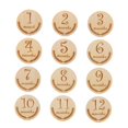 thumbnail image 1 of HILABEE 12 Pieces Baby Milestone Cards Wooden Monthly Cards Newborn Photo Props Engraved StyleC, 1 of 9