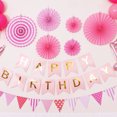 thumbnail image 3 of tredstone Happy Birthday Bunting Colorful Party Banner Reusable Birthday Decoration Paper Long Party Flag, Pink, 3 of 6