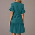 thumbnail image 3 of Robe Midi Évasée à Étages Décontractée pour Femmes, à Volants, Manches Courtes, Col en V, Ligne A, Ample, Robes d'Été Fluides, Robe Chemise Évasée Mini avec Poches, 3 of 6