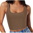 thumbnail image 2 of Timegard Womens Camis Tops Ribbed Square Neck Sleeveless Crop Top Solid Color Casual Going out Tank Top, 2 of 6