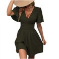 thumbnail image 2 of Ovzne Robes pour Femmes Robe pour Femme Nouvelle Robe à Capuche à Col en V Profond Uni à Manches Feuille à Manches Courtes Robe Maxi Grande Taille à Manches Courtes Liquidation, 2 of 6