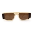 thumbnail image 3 of Lunettes de Soleil Rétro Mod à Monture Plate Étroite Rectangulaire à Verres Exposés Ivoire Brun, 3 of 4