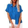 thumbnail image 2 of DPTALR Women's Tops Solid Button Shirt Female V-Neck Loose T-shirt Blouse Tops, 2 of 7
