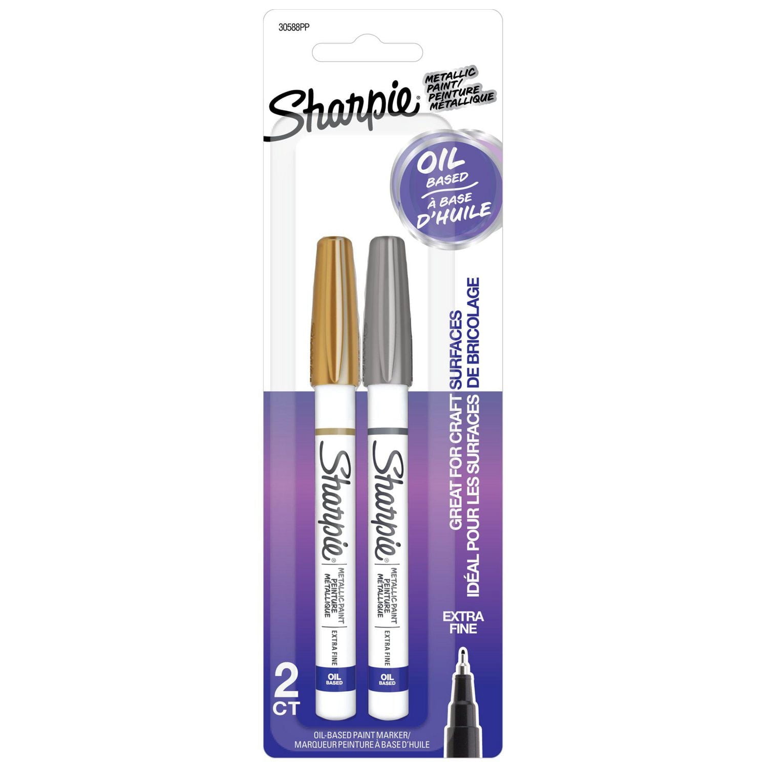 Sharpie Oil-Based Paint Markers, Extra Fine Point, Metallic Gold and Silver