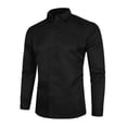thumbnail image 1 of LUXUR Chemise Tunique Homme Boutonnée Col à Revers Ajustée Manches Longues Noire m, 1 of 3