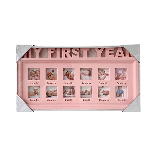 Baby's My First Year Frame Baby Picture Frame Newborn Photo Frame Set Polished 12 Small Picture Frames with Stand for Home Decoration