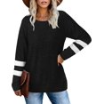 thumbnail image 2 of T-Shirts Décontractés à Rayures à Manches Longues pour Femmes, Col Rond, Hauts Unis, Blouse Ample Décontractée, 2 of 4