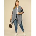 thumbnail image 3 of GRACE & GRANDEUR Tenue d'Halloween pour Femme Grande Taille Cardigan à Rayures Chandail Léger Manteau 4X Gris, 3 of 6