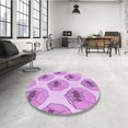 thumbnail image 4 of Ahgly Tapis d'Intérieur Lavable en Machine Carré Transitionnel Fleur Rose, 7 Pieds Carré, 4 of 7