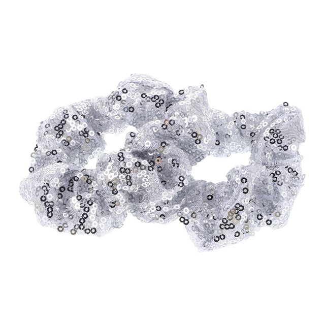 SHISUYAN Holiday Themed Scrunchies Silver 2Pcs For Christmas Party Use