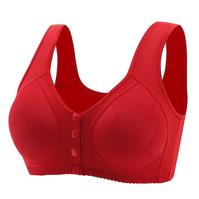 Yuyuzo Plus Size Front Snap Closure Bras for Seniors Wireless Bras Full Coverage Comfort Everyday Bras