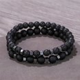 thumbnail image 4 of MesaSe PENGXAING 2Pcs/Set Natural Lava Stone Rock Volcanic Beads Elastic Bracelet Men Jewelry, 4 of 5