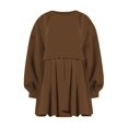 thumbnail image 4 of Womens Oversized Sweatshirt Dress Long Flowy Patchwork Pullover Tops Cute Drop Shoulder Sweatshirts Fall Long Sleeve Mini Dress Teen Girls Crewneck Solid Tunic Pleated Loose Clothing Beig, 4 of 5