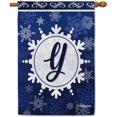 thumbnail image 1 of Welcome Winter Snowflake Monogram Y Decorative House Flag Initial Letter Snow Deocr Banner for Inside and Outside 28x40 Inch Double Sided, 1 of 6