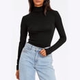 thumbnail image 2 of Sentmoon Hauts d'Été pour Femmes Col Rond Manches Longues T-Shirt pour Femme Grande Taille Extensible Ajusté Blouses Unies pour Femmes Confortable pour la Mode d'Automne TTG, 2 of 8